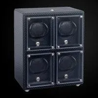 Underwood Watches Evo Four Module Unit with Frames Watch Winder Woven Carbon Fiber Texture Underwood Watches Evo Four Module Unit with Frames Watch Winder Woven Carbon Fiber Texture