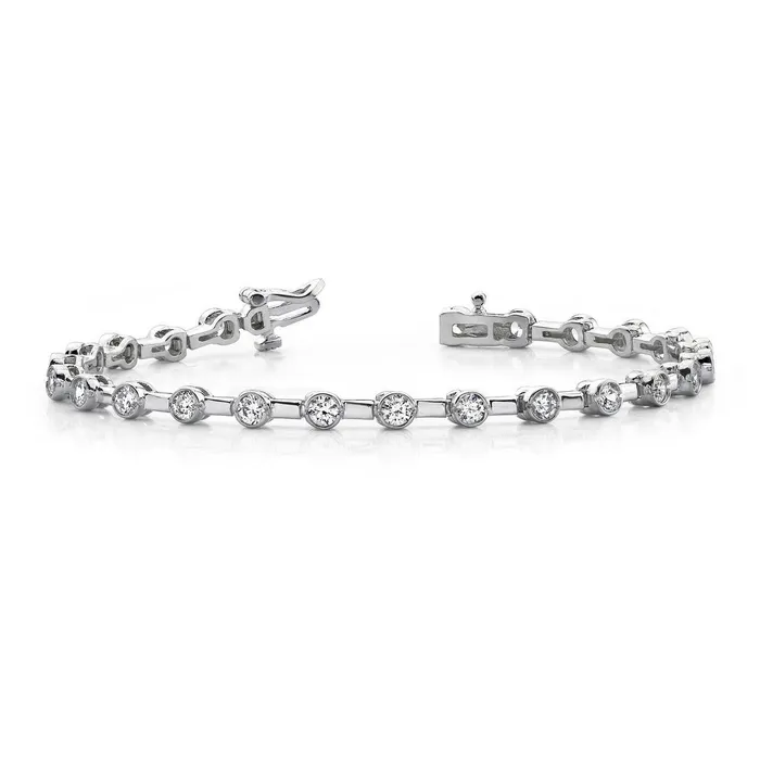 Bracelets GB 360 Carat Stylish Half Bezel Set Real Natural Earth Mined Diamond Tennis Bracelet Gold 14K Bracelets GB 360 Carat Stylish Half Bezel Set Real Natural Earth Mined Diamond Tennis Bracelet Gold 14K