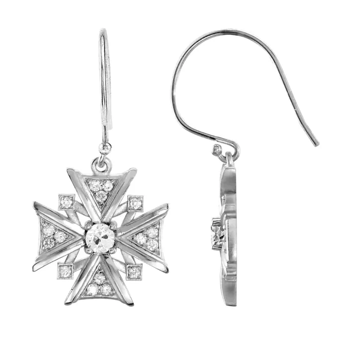 Earrings HarryChadEntcom Round Old Cut Mined Diamond Dangle Earrings Cross Flower Style 150 Carats Earrings HarryChadEntcom Round Old Cut Mined Diamond Dangle Earrings Cross Flower Style 150 Carats