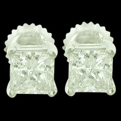 Earrings Natural Earth Mined Diamond Stud Earrings 150 Ct Princess Studs GB Earrings Natural Earth Mined Diamond Stud Earrings 150 Ct Princess Studs GB