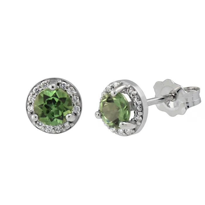 GB Earrings 525 Ct Round Green Tourmaline Natural Earth Mined Diamond Stud Earring 14K White Gold GB Earrings 525 Ct Round Green Tourmaline Natural Earth Mined Diamond Stud Earring 14K White Gold