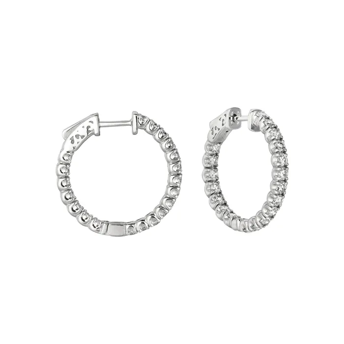 GB Earrings 7 Pointer Natural Earth Mined Diamond Hoop Earrings 275 Carats 14K White GB Earrings 7 Pointer Natural Earth Mined Diamond Hoop Earrings 275 Carats 14K White