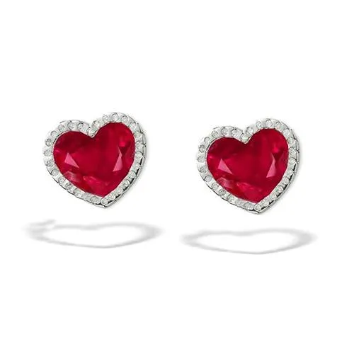 GB Earrings Red Heart Cut Sapphire Natural Earth Mined Diamond Stud Earring White Gold 456 Ct GB Earrings Red Heart Cut Sapphire Natural Earth Mined Diamond Stud Earring White Gold 456 Ct