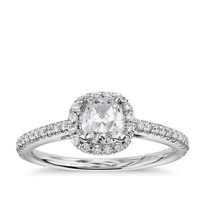 GB Rings 230 Carats Cushion And Round Natural Earth Mined Diamond Halo Ring 14K White Gold GB Rings 230 Carats Cushion And Round Natural Earth Mined Diamond Halo Ring 14K White Gold