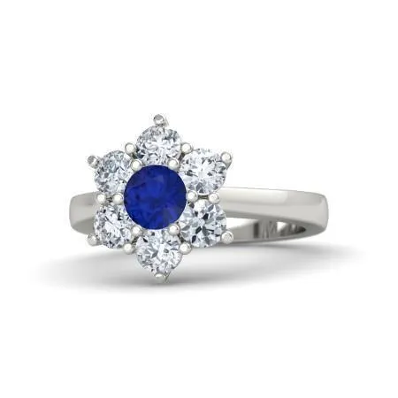 GB Sri Lankan Sapphire Round Natural Earth Mined Diamond Ring 4 Carats White Gold 14K Rings GB Sri Lankan Sapphire Round Natural Earth Mined Diamond Ring 4 Carats White Gold 14K Rings