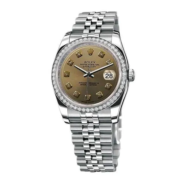 GB Watches Rolex Date Just 36 mm Watch Bezel Diamond Dial Rolex QUICK SET GB Watches Rolex Date Just 36 mm Watch Bezel Diamond Dial Rolex QUICK SET
