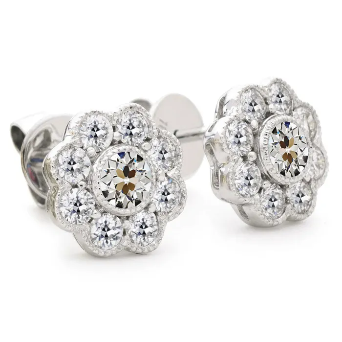 Halo Natural Diamond Round Old Miner Stud Earrings Bezel Flower Style 6 Carats HarryChadEntcom Earrings Halo Natural Diamond Round Old Miner Stud Earrings Bezel Flower Style 6 Carats HarryChadEntcom Earrings