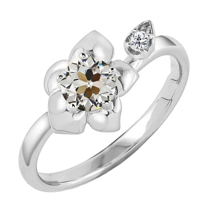 HarryChadEntcom Rings Real Two Stone Round Old Mine Cut Natural Diamond Ring Flower Style 250 Carats HarryChadEntcom Rings Real Two Stone Round Old Mine Cut Natural Diamond Ring Flower Style 250 Carats
