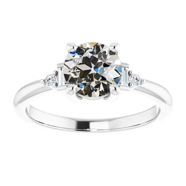 HarryChadEntcom Rings Round Baguette Old Mine Cut Genuine Natural Earth Mined Diamond Ring Tapered Shank 3 Carats HarryChadEntcom Rings Round Baguette Old Mine Cut Genuine Natural Earth Mined Diamond Ring Tapered Shank 3 Carats