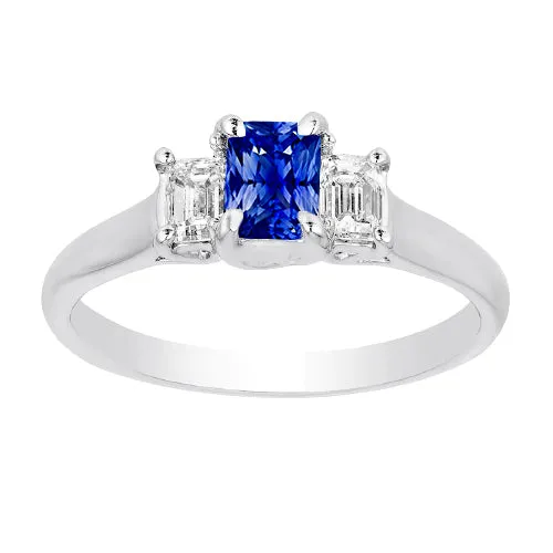 HarryChadEntcom Rings Womens Gold 3 Stone Natural Earth Mined Diamond Sapphire Ring U Prong Set 125 Carats HarryChadEntcom Rings Womens Gold 3 Stone Natural Earth Mined Diamond Sapphire Ring U Prong Set 125 Carats