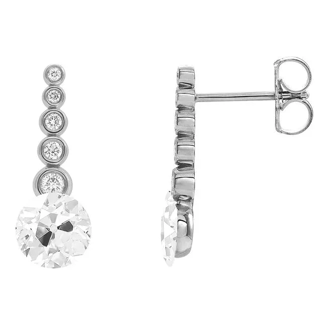 HarryChadEntcom White Gold 850 Carats Mined Diamond Journey Drop Earrings Round Old Cut Earrings HarryChadEntcom White Gold 850 Carats Mined Diamond Journey Drop Earrings Round Old Cut Earrings