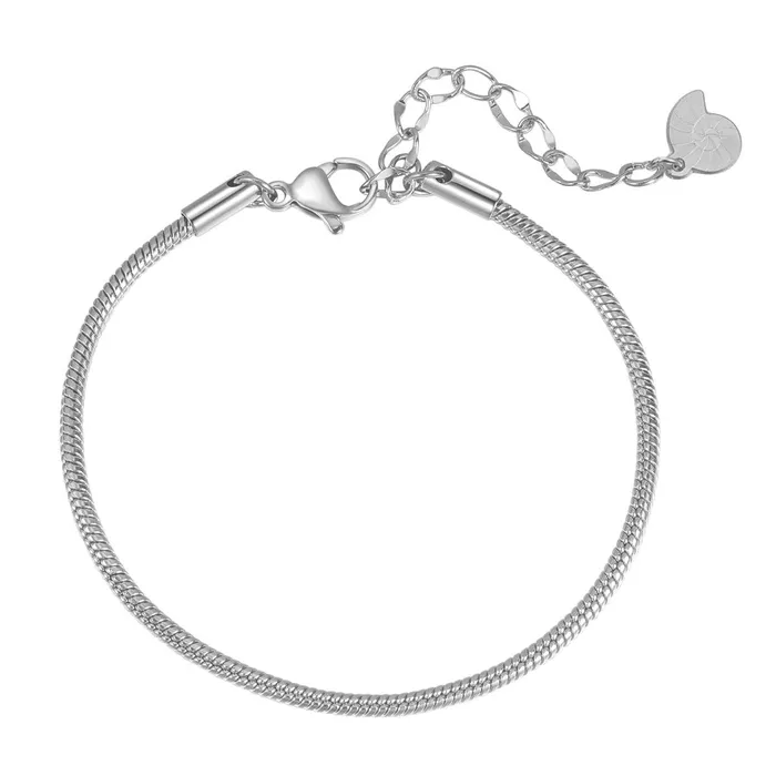 Hey Happiness Round Snake Chain Bracelet Silver Bracelets