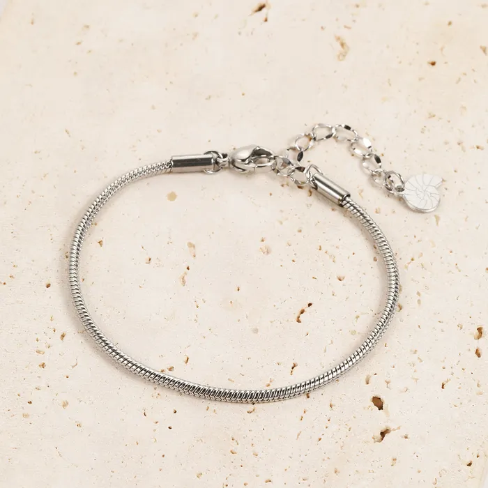 Hey Happiness Round Snake Chain Bracelet Silver Bracelets Hey Happiness Round Snake Chain Bracelet Silver Bracelets