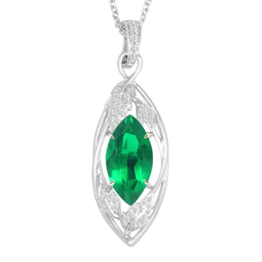 Marquise Green Emerald And Diamond Pendant Gold 14K HarryChadEntcom Necklaces Marquise Green Emerald And Diamond Pendant Gold 14K HarryChadEntcom Necklaces