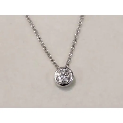 Necklaces GB 1 Carat Bezel Set Round Natural Earth Mined Diamond Necklace Pendant White Gold 14K Necklaces GB 1 Carat Bezel Set Round Natural Earth Mined Diamond Necklace Pendant White Gold 14K