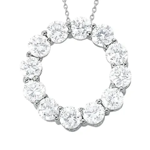 Necklaces GB Natural Earth Mined Diamond Circle Pendant With Chain 3 Carats White Gold 14K Necklaces GB Natural Earth Mined Diamond Circle Pendant With Chain 3 Carats White Gold 14K
