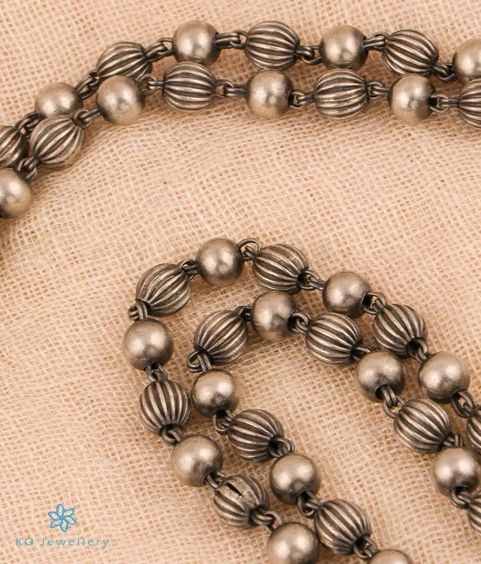 Necklaces The Padmalaya Lakshmi Silver Nakkasi Beads Necklace Silversmith