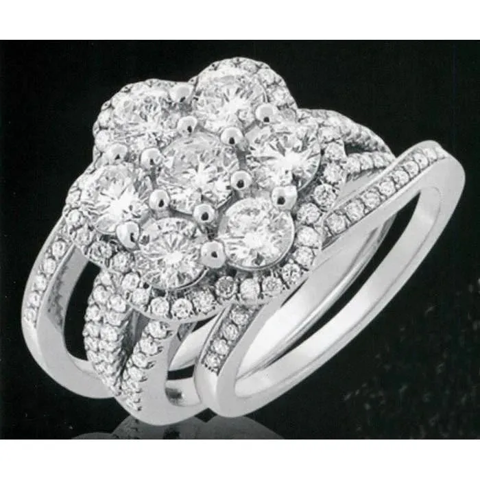 Rings Cluster Natural Earth Mined Diamond Engagement Ring Set GB
