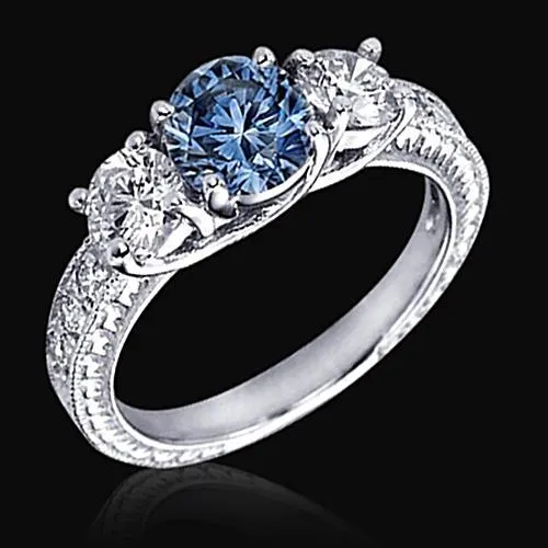 Rings GB 160 Carats Blue Natural Earth Mined Diamond Engagement Ring White Gold 14K Rings GB 160 Carats Blue Natural Earth Mined Diamond Engagement Ring White Gold 14K