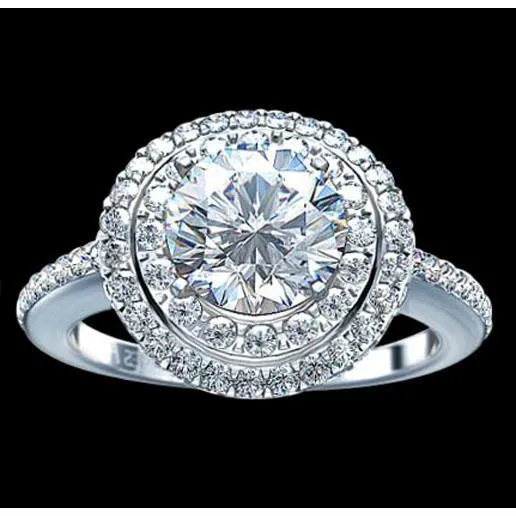 Rings GB Double Halo Natural Earth Mined Diamond Engagement Ring 225 CtWhite Gold Rings GB Double Halo Natural Earth Mined Diamond Engagement Ring 225 CtWhite Gold