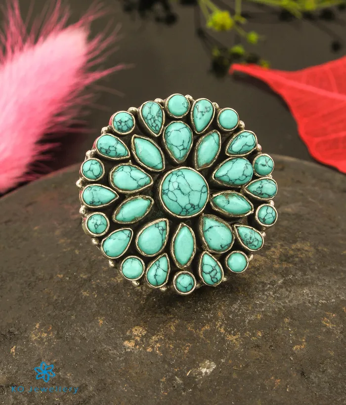 Rings The Divit Silver Gemstone Cocktail Fingerring Turquoise Gemstone