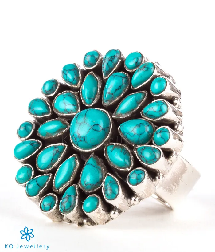 Rings The Divit Silver Gemstone Cocktail Fingerring Turquoise Gemstone