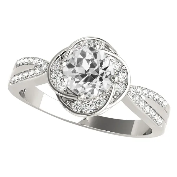 Round Old Cut Natural Earth Mined Diamond Ring Flower Style Tapered Shank 475 Carats HarryChadEntcom Rings
