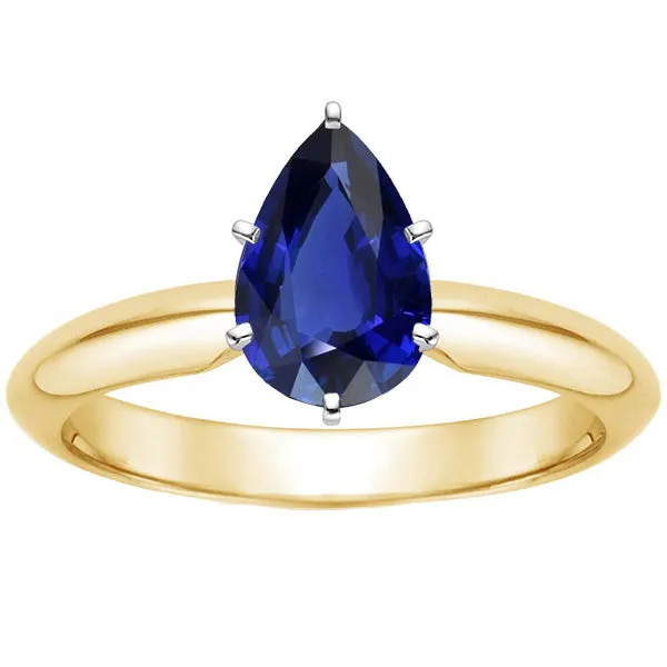 Solitaire Ring Two Tone Pear Ceylon Sapphire 3 Carats HarryChadEntcom Rings Solitaire Ring Two Tone Pear Ceylon Sapphire 3 Carats HarryChadEntcom Rings
