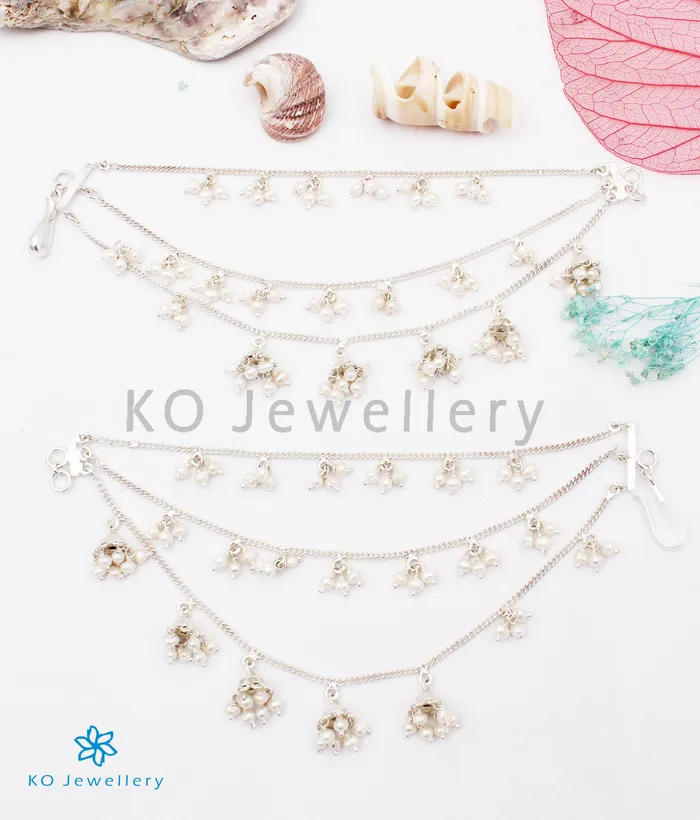 The Jhilmil Silver Ear Chain Bright Silver Silversmith Earrings