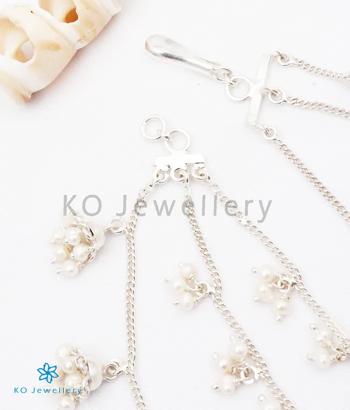 The Jhilmil Silver Ear Chain Bright Silver Silversmith Earrings