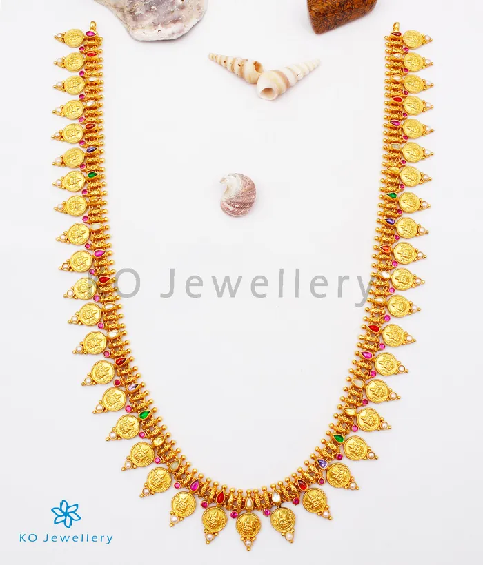 The Vagmi Silver Navratna Lakshmi Kasumala Coin NecklaceWaistbelt Silversmith Necklaces