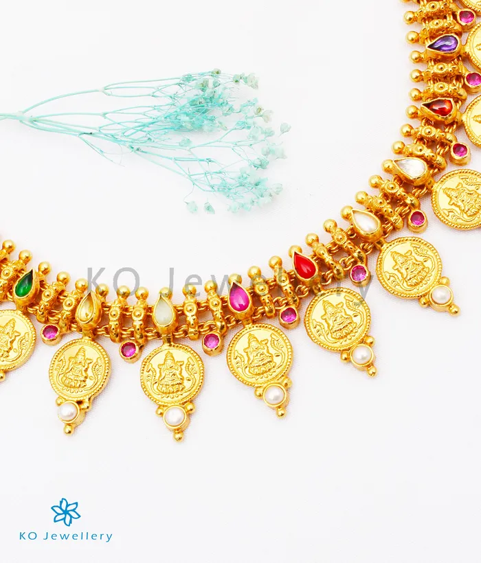 The Vagmi Silver Navratna Lakshmi Kasumala Coin NecklaceWaistbelt Silversmith Necklaces