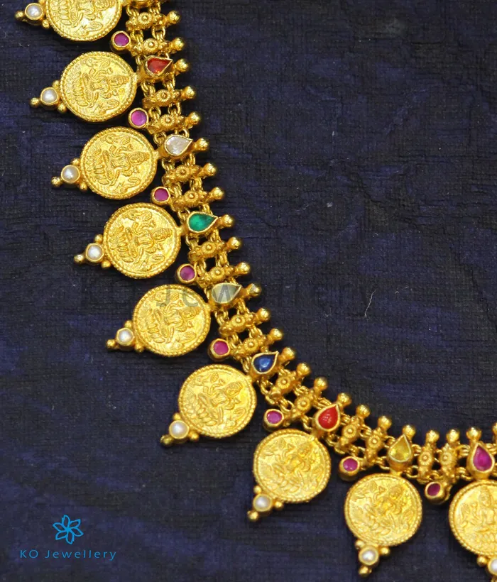 The Vagmi Silver Navratna Lakshmi Kasumala Coin NecklaceWaistbelt Silversmith Necklaces