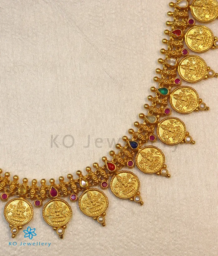 The Vagmi Silver Navratna Lakshmi Kasumala Coin NecklaceWaistbelt Silversmith Necklaces