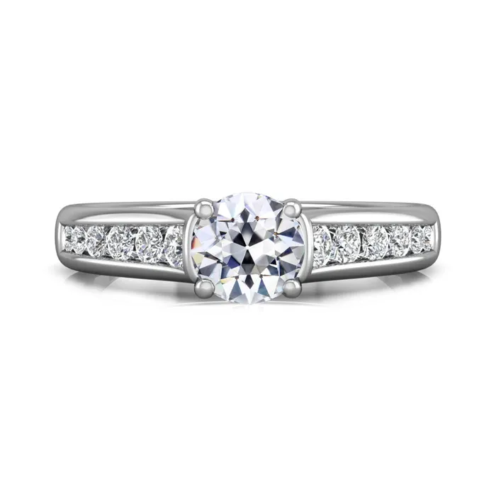 Wedding Ring Round Old Cut Natural Earth Mined Diamond Channel Set 14K Gold 4 Carats GB Rings Wedding Ring Round Old Cut Natural Earth Mined Diamond Channel Set 14K Gold 4 Carats GB Rings