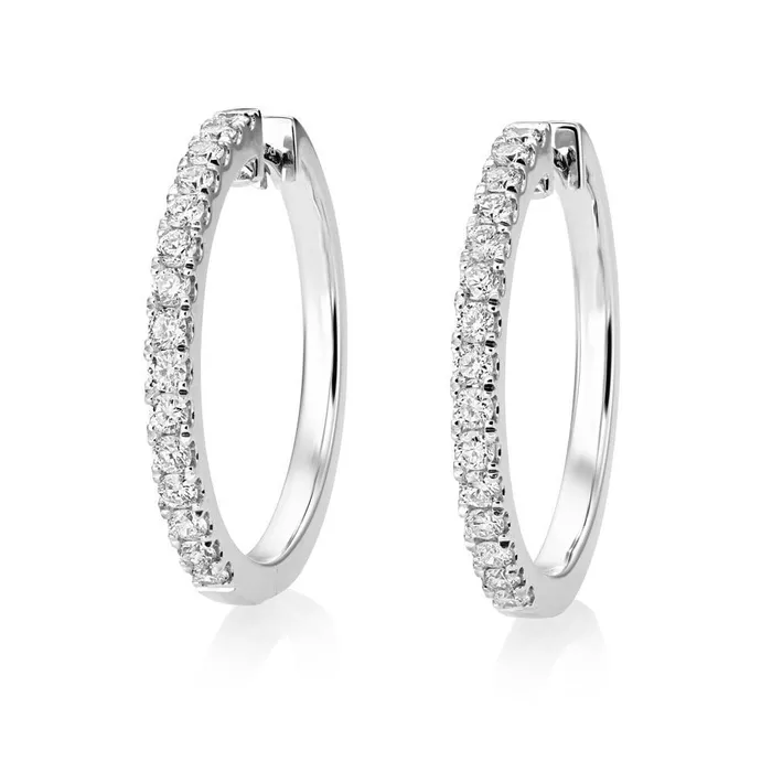 White Gold 14K Sparkling 430 Carats Natural Earth Mined Diamonds Ladies Hoop Earrings GB Earrings White Gold 14K Sparkling 430 Carats Natural Earth Mined Diamonds Ladies Hoop Earrings GB Earrings