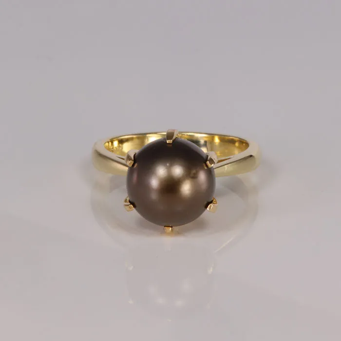 14K Yellow Gold Tahitian Pearl Ring Moriartys Gem Art Rings