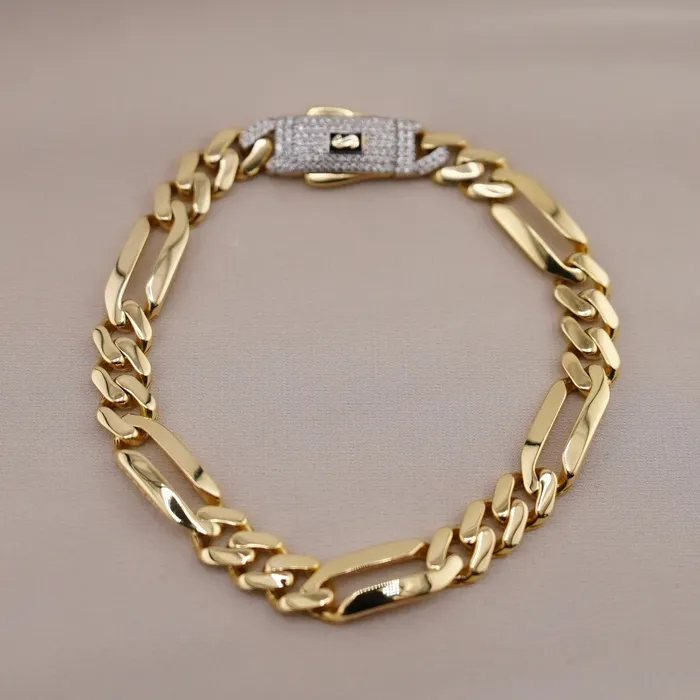 AB and J Bracelets 14K Gold Hollow Figaro Bracelet 8mm 8in