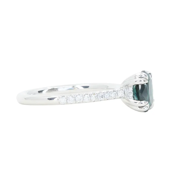 Anueva Jewelry Rings 148ct Nigerian Oval Sapphire and Hidden Diamond Halo Ring in Platinum