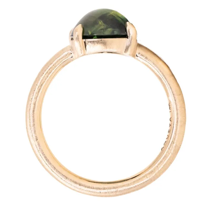 Anueva Jewelry Rings 425ct Pear Cabochon Australian Sapphire Low Profile Solitaire Ring in Satin 14K Yellow Gold