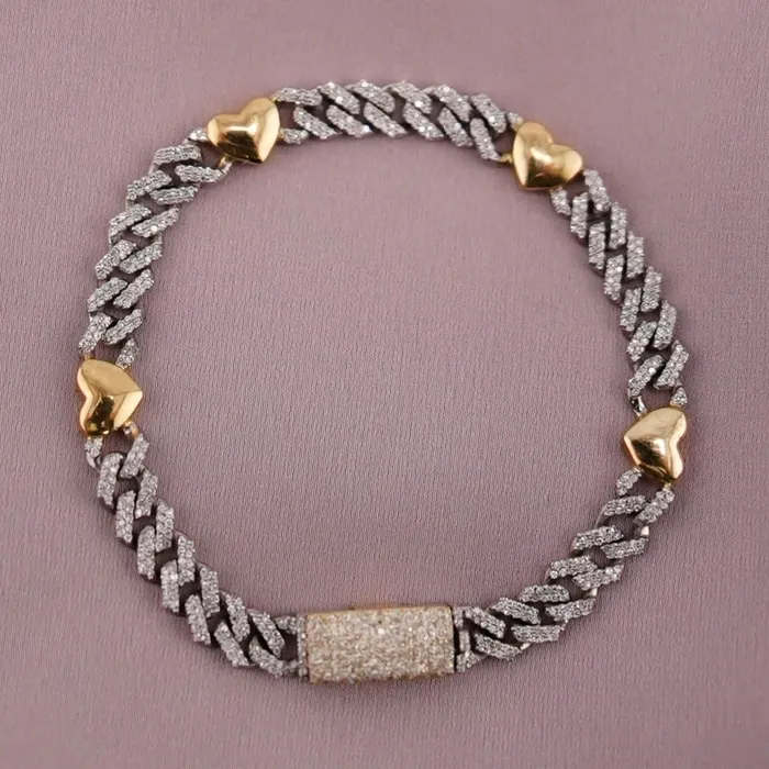 Bracelets 10k Gold Diamond Heart Bracelet 7in C716 AB and J