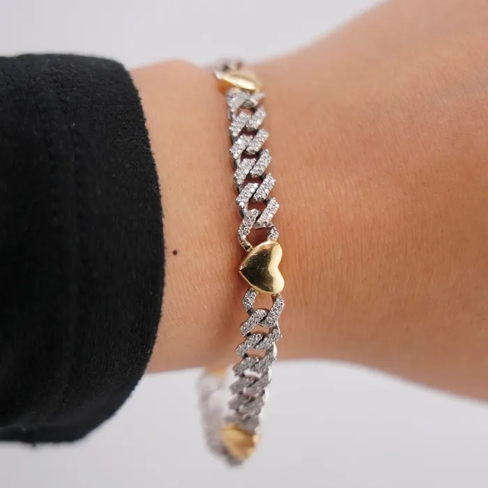 Bracelets 10k Gold Diamond Heart Bracelet 7in C716 AB and J