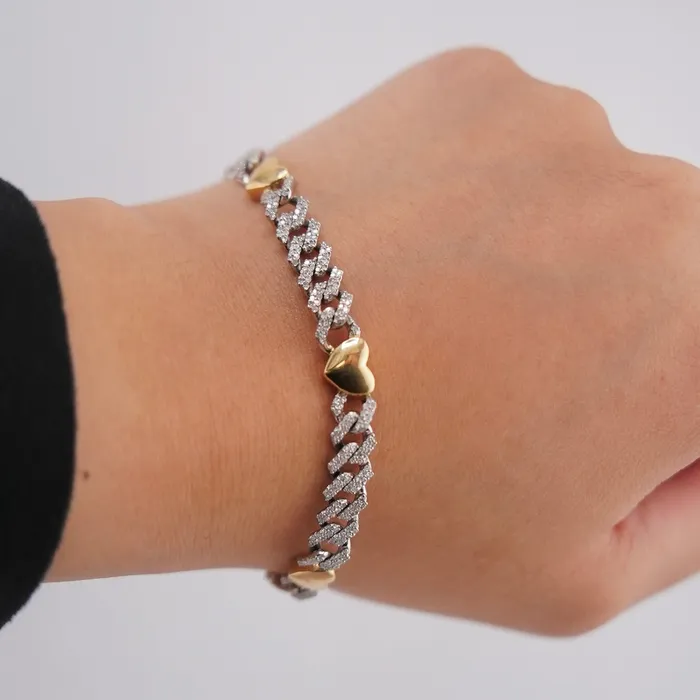 Bracelets 10k Gold Diamond Heart Bracelet 7in C716 AB and J