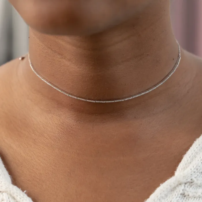 Earrings Bolo Style 14k White Gold and Dainty Diamond Choker Dilamani
