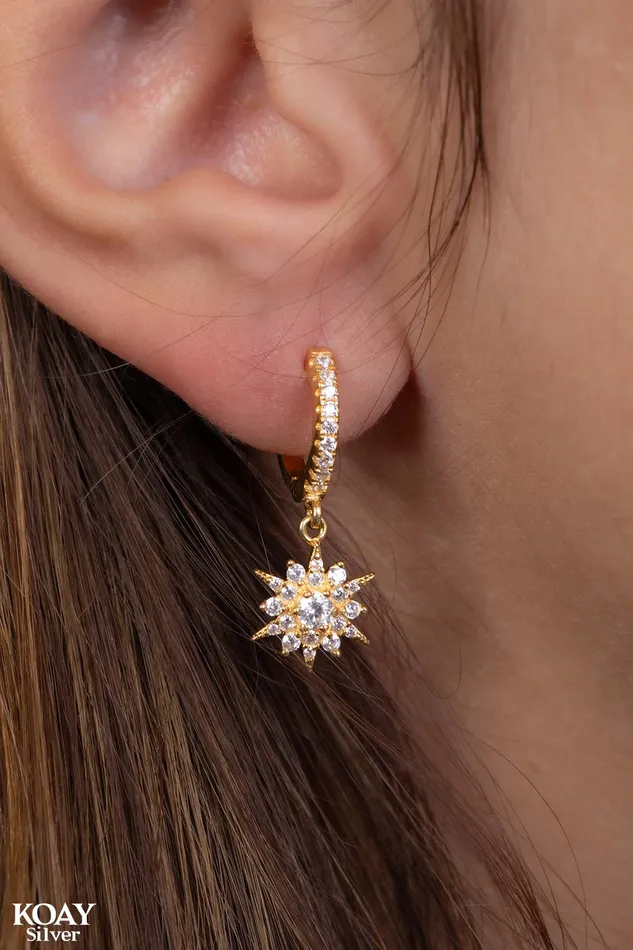 Earrings KOAY Silver Store Zircon Northstar Hoop 04 GP