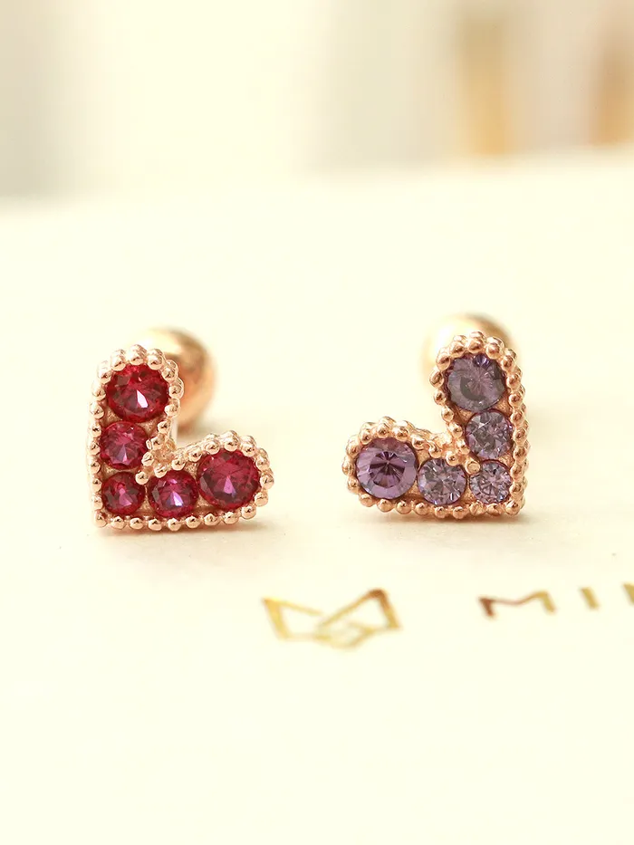 Earrings MinimalBijoux 14K gold Bling Lovely Heart Cartilage Earring 20G