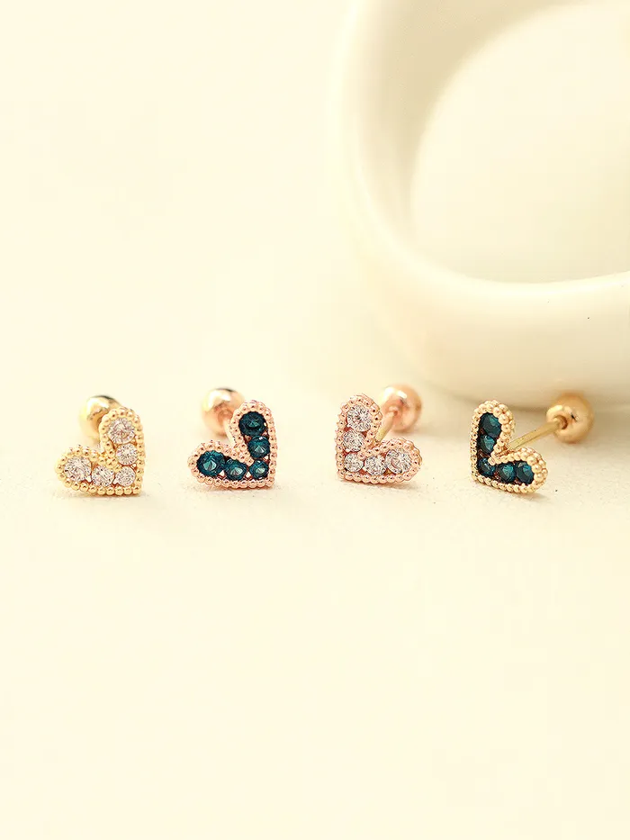 Earrings MinimalBijoux 14K gold Bling Lovely Heart Cartilage Earring 20G