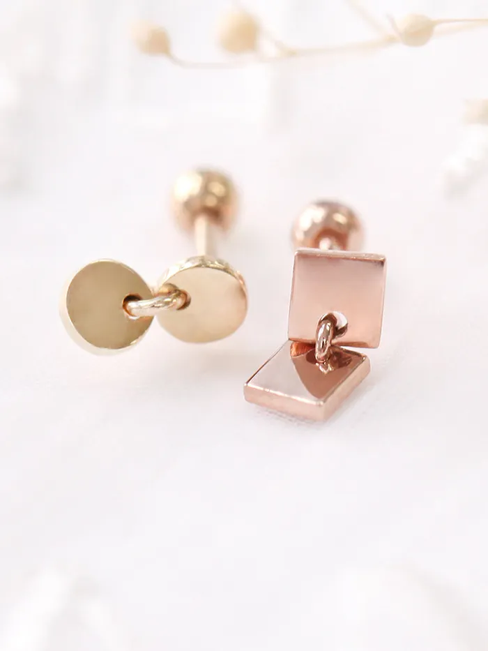 Earrings MinimalBijoux 14K Gold Twin Dangle Cartilage Earring 18G16G