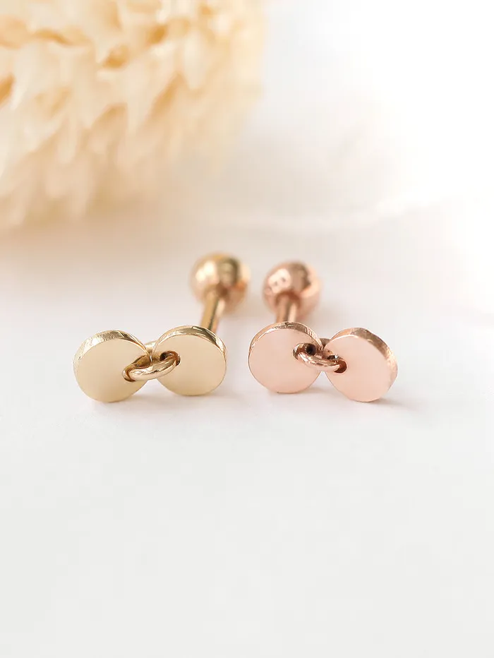 Earrings MinimalBijoux 14K Gold Twin Dangle Cartilage Earring 18G16G