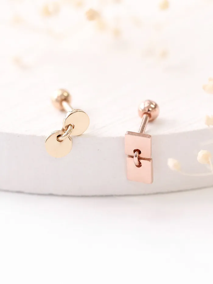 Earrings MinimalBijoux 14K Gold Twin Dangle Cartilage Earring 18G16G